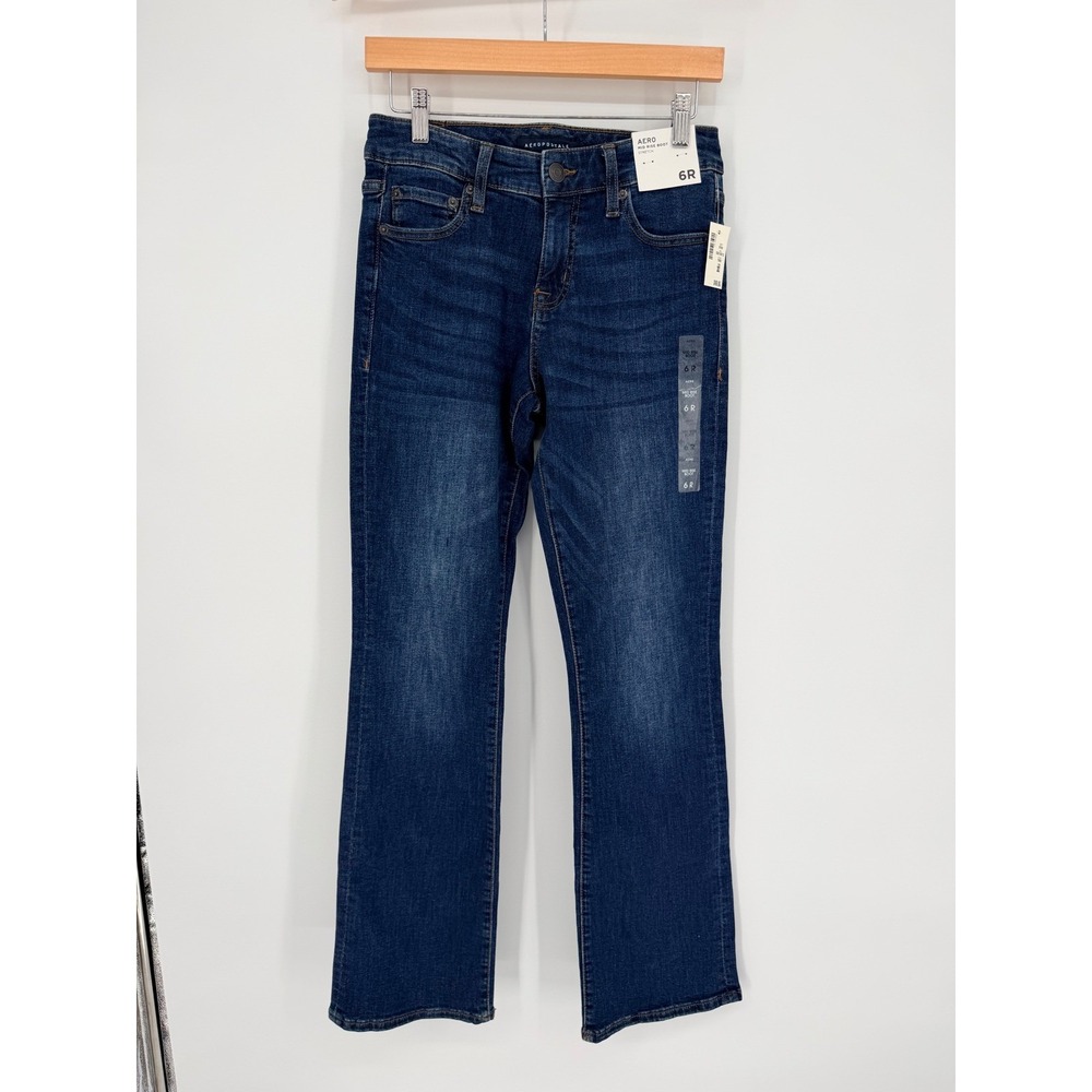 Aeropostale Mid‎ Rise Bootcut Jeans Dark Wash Stretch Size 6R NWT